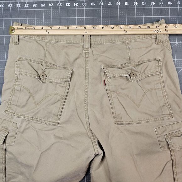 Levis Cargo Shorts Mens 36x10 Tan Baggy Loose Y2K 90s Streetwear Skater Preppy - Picture 11 of 14